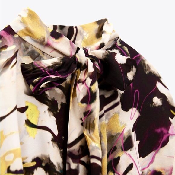 Zara Dress Printer Midi Multicolored New - Picture 8 of 8